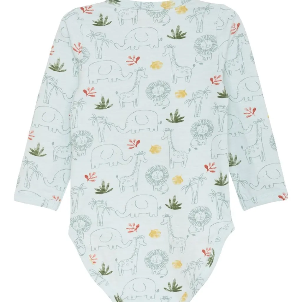 New GOTS Mönstrad Baby Body Misty Blue Barn Bodys & Bodysuits