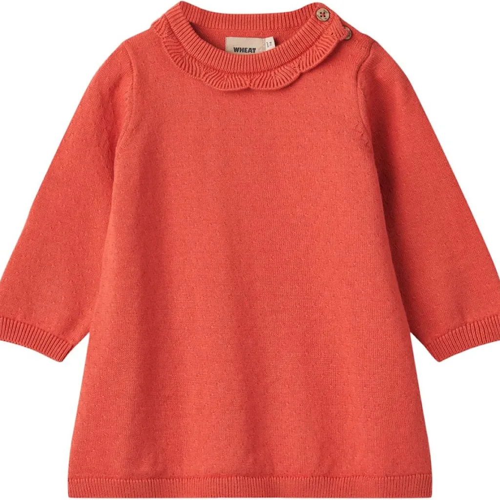 Clearance GOTS Nannie Stickad Baby-klänning Candy Red Barn Klänningar & Kjolar