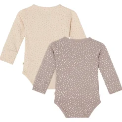 Hot GOTS Petter Body 2-pack Beige / Taupe Dots Barn Bodys & Bodysuits