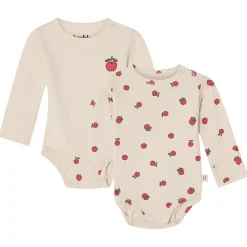 Sale GOTS Petter 2-pack Mönstrade Baby Bodies Med Äpplen Gräddvit Barn Bodys & Bodysuits