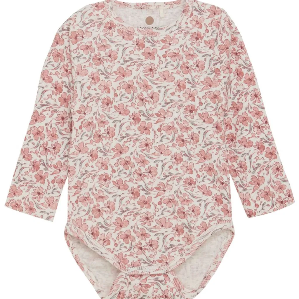 Sale GOTS Ribbad Baby Body Aop Eggnog Barn Bodys & Bodysuits