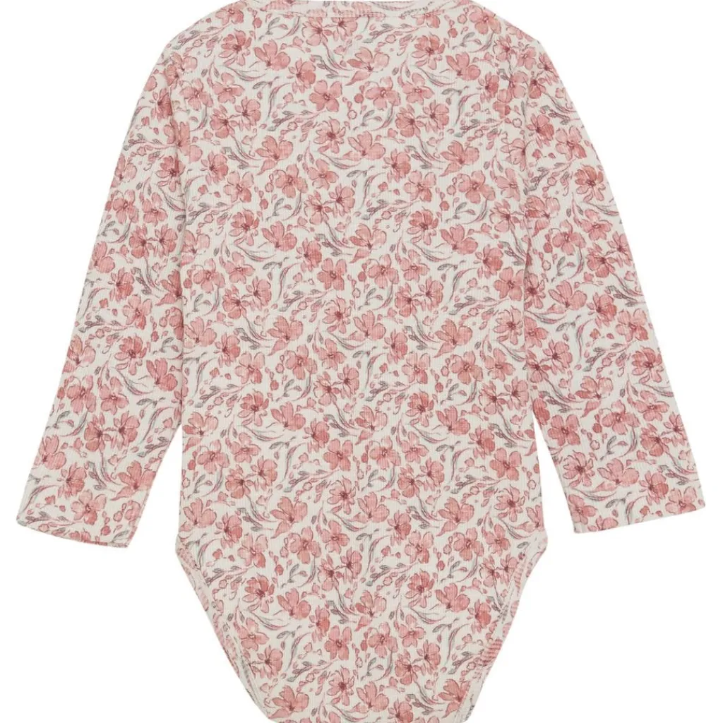 Sale GOTS Ribbad Baby Body Aop Eggnog Barn Bodys & Bodysuits