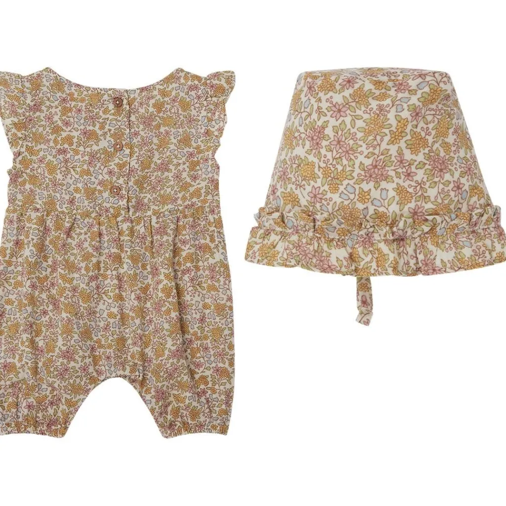 Best GOTS Sigrid Blommig Romper Med Solhatt Wildflowers Barn Outfits & Gåvoset