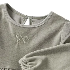 Sale GOTS Tanja Klänning I Velour Sage Green Barn Klänningar & Kjolar
