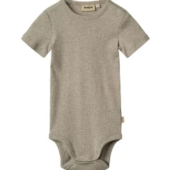 Online GOTS Timo Ribbad Baby Body Gravel Melange Barn Bodys & Bodysuits