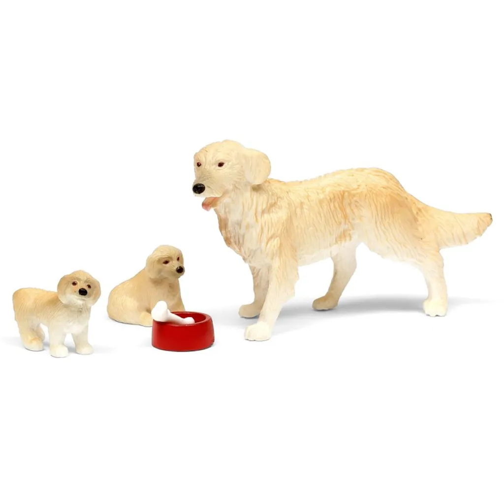 New Hund Familj Dock Set Dockor & Dockhus
