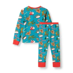 New Jubilee Pyjamas Set Med Juldekorationer Creamy Blue Barn Sovkläder