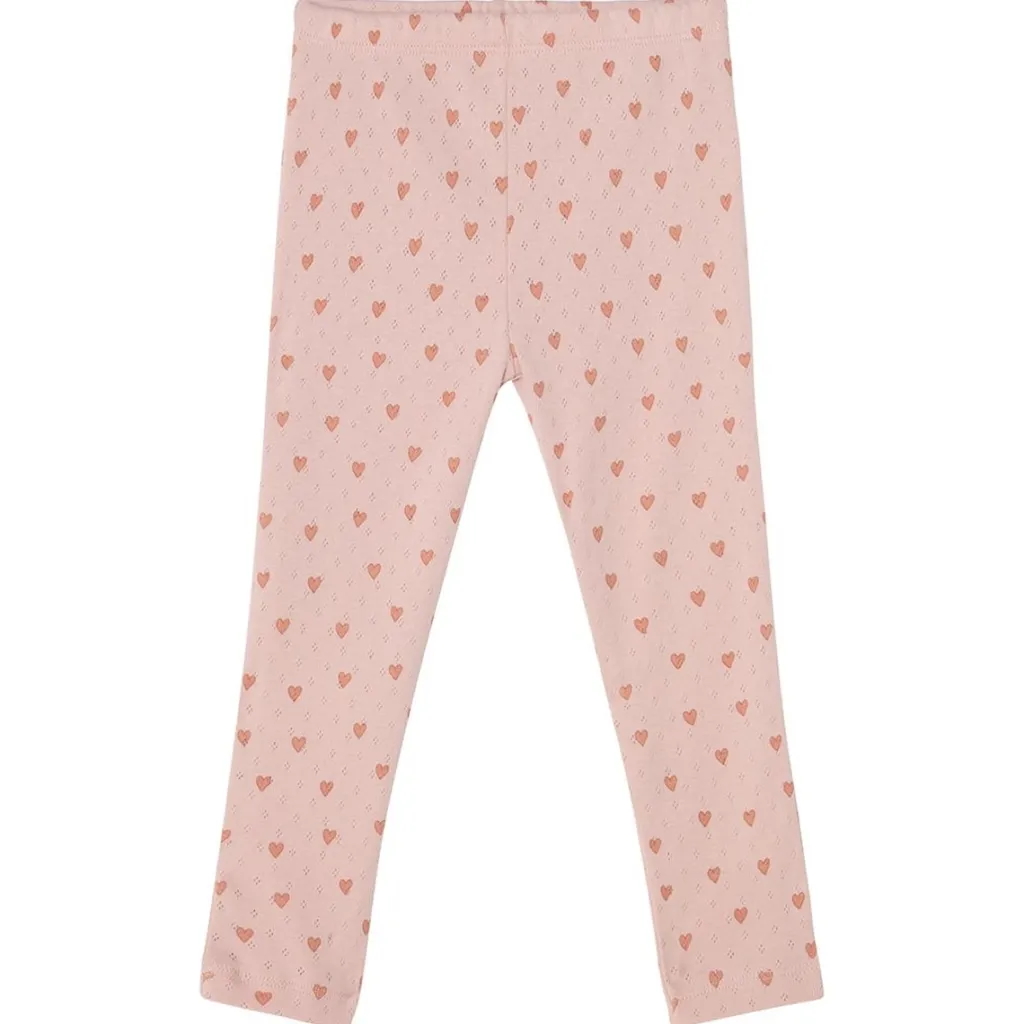 New Kalle GOTS Hjärtmönstrade Leggings Aprikosfärgad Barn Byxor & Shorts