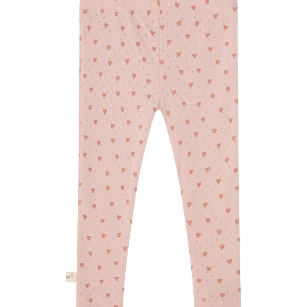 New Kalle GOTS Hjärtmönstrade Leggings Aprikosfärgad Barn Byxor & Shorts