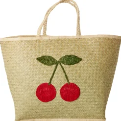 Best Large Raffia Väska Big Cherry Embroidery Barn Accessoarer