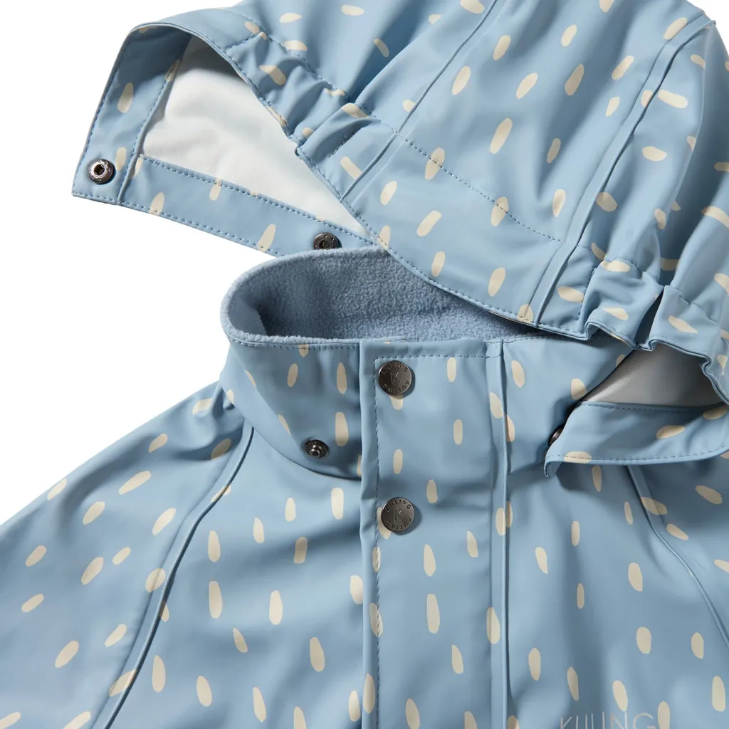 New Leeds Ofodrad Regnoverall Dove Blue Dots Overaller