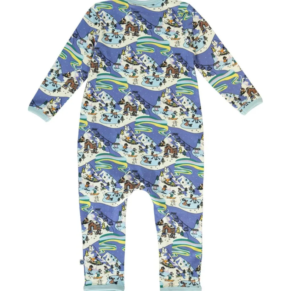 New Långärmad Onesie i Federal Blue med vinterlandskap Barn Bodys & Bodysuits