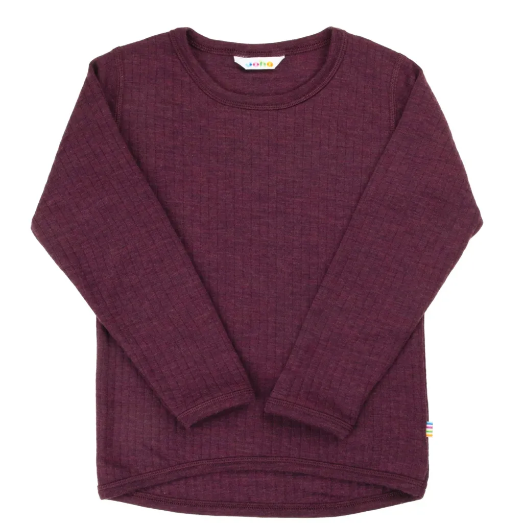 New Långärmad Skjorta I Ull Plum Barn Tröjor & Toppar