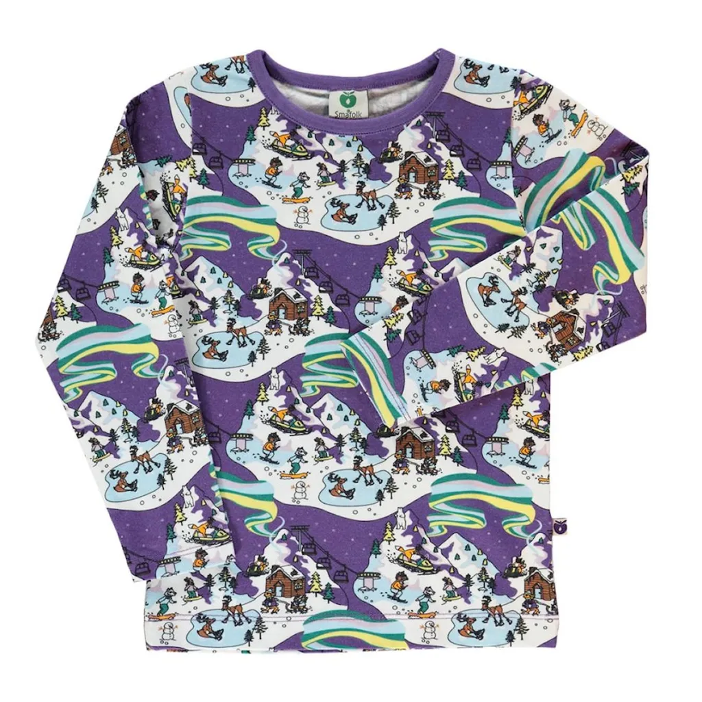 Hot Långärmad T-shirt i Loganberry med vinterlandskap Barn Tröjor & Toppar
