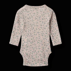 Discount Lucca Långärmad Ullbody Blue Flowers Barn Bodys & Bodysuits