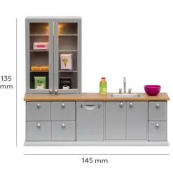 Clearance Diskbänk + Diskmaskin För Dockhus Grey Dockor & Dockhus