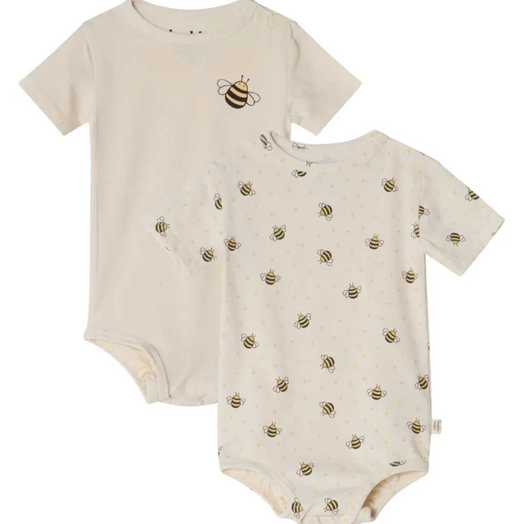 Clearance Melvin GOTS 2-pack Mönstrade Baby Bodies Med Bin Gräddvit Barn Bodys & Bodysuits