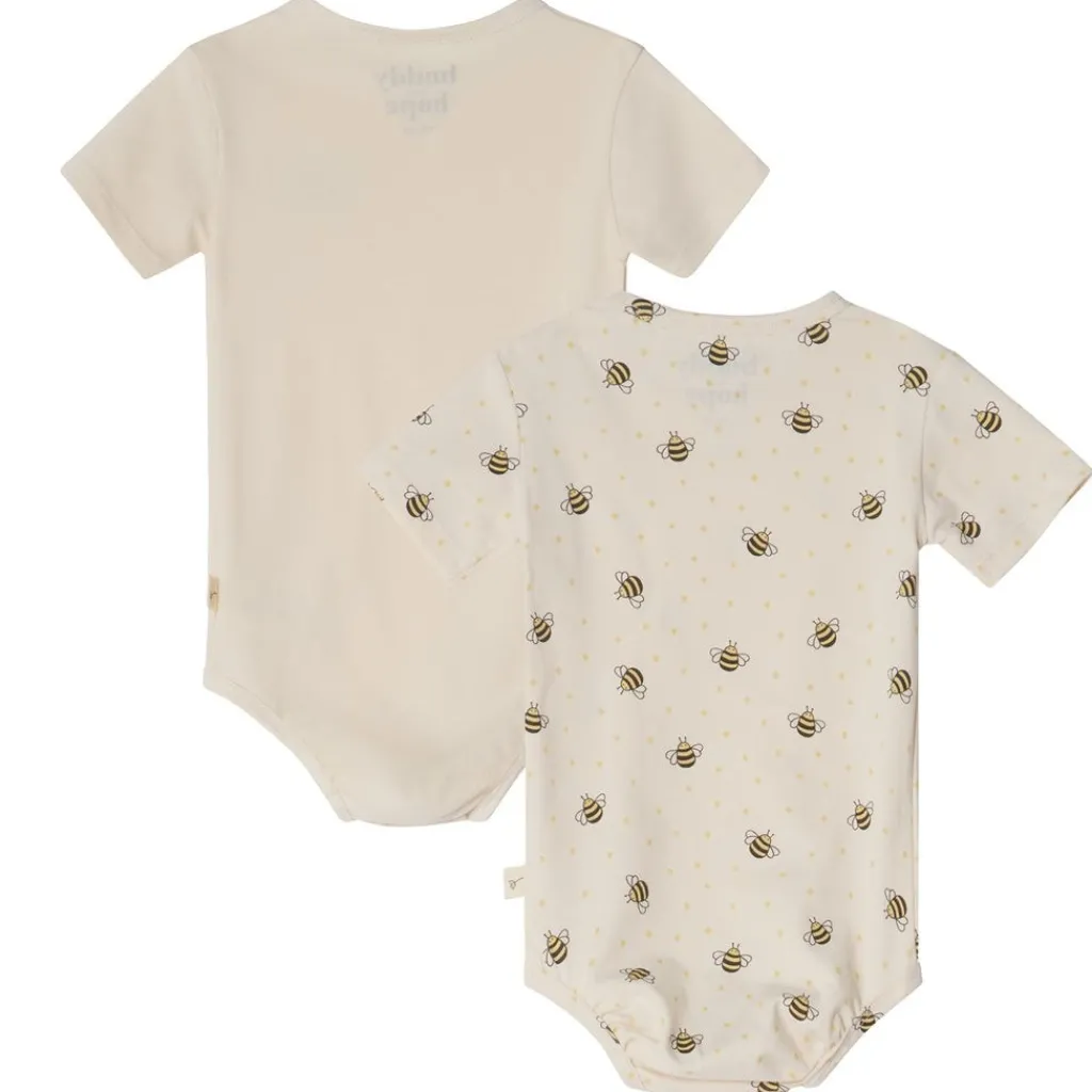 Clearance Melvin GOTS 2-pack Mönstrade Baby Bodies Med Bin Gräddvit Barn Bodys & Bodysuits