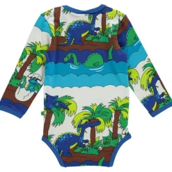 Best Mönstrad Baby Body Med Dinosaurier Blue Atoll Barn Bodys & Bodysuits