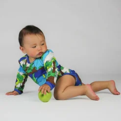 Best Mönstrad Baby Body Med Dinosaurier Blue Atoll Barn Bodys & Bodysuits
