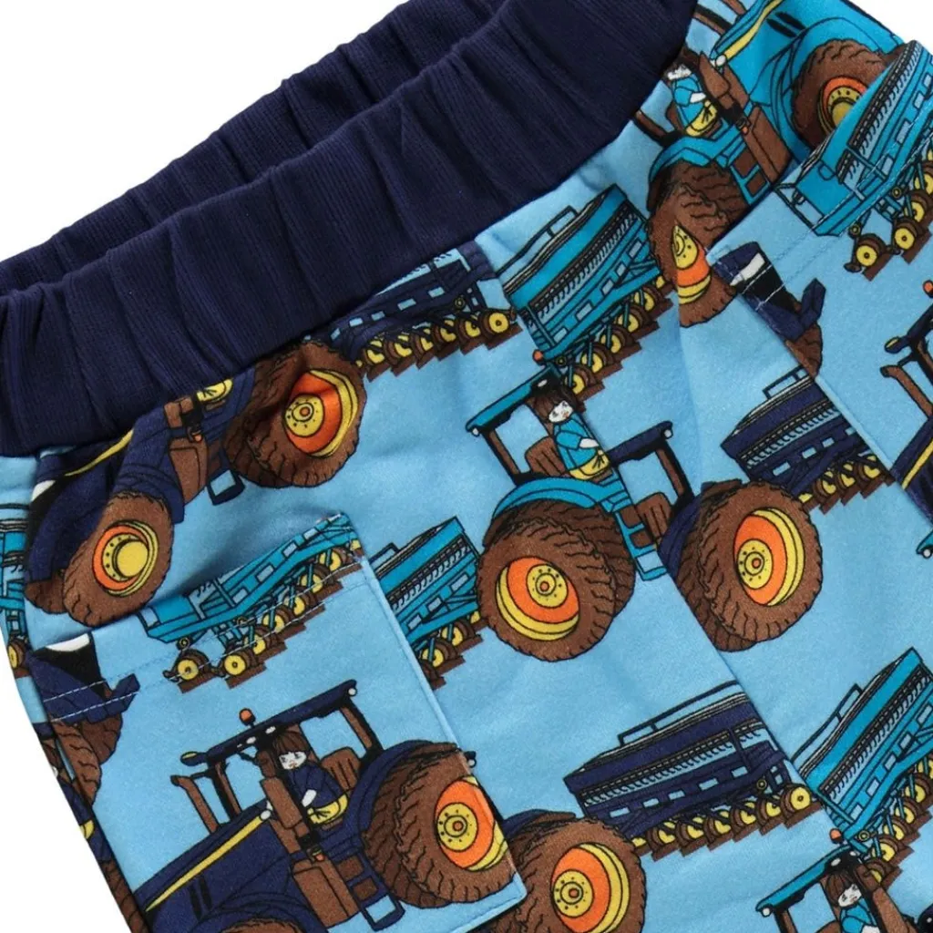Mönstrad Mjukisshorts Med Traktorer Blue Grotto Barn Byxor & Shorts