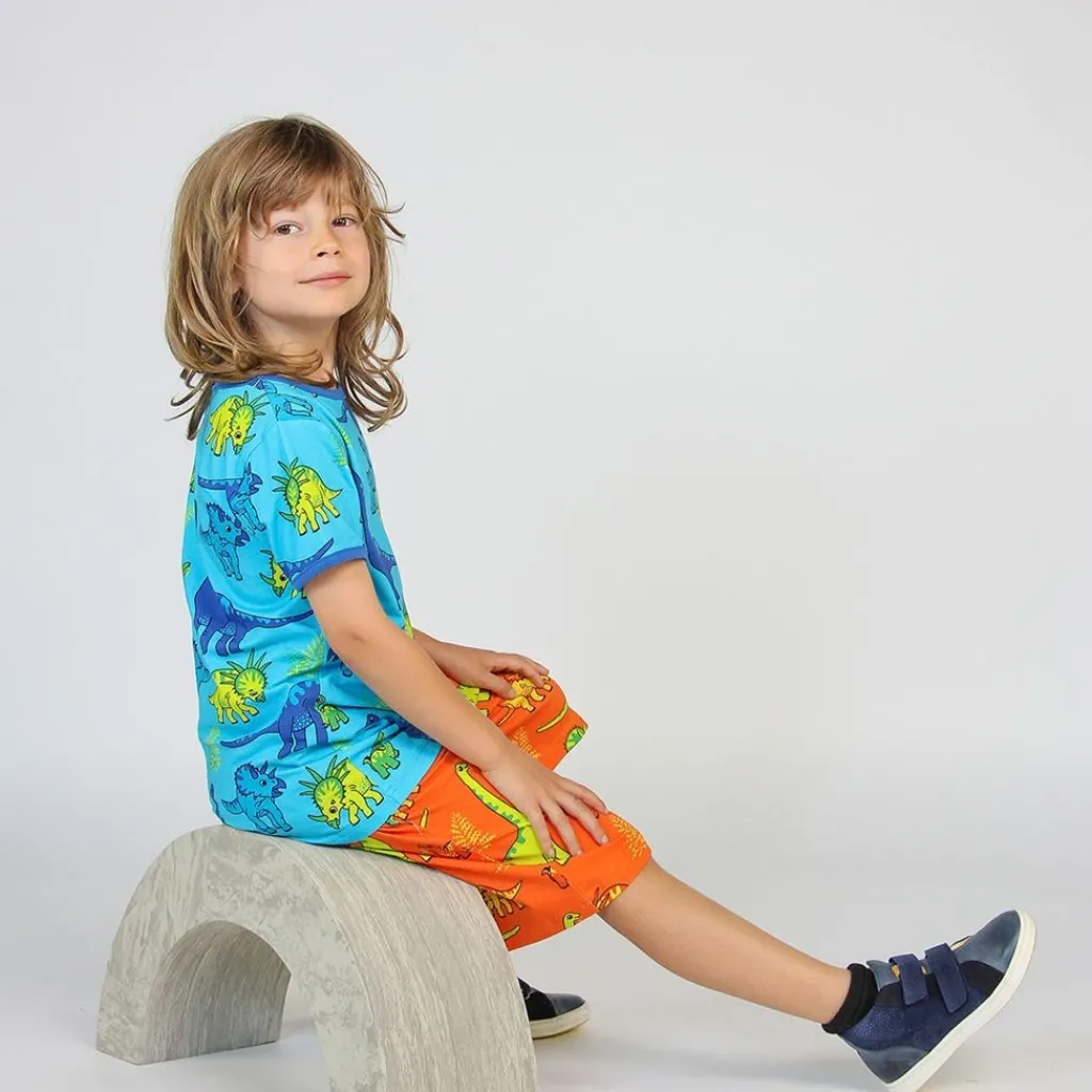 Discount Mönstrad Mjukisshorts Med Dinosaurier Orange Barn Byxor & Shorts
