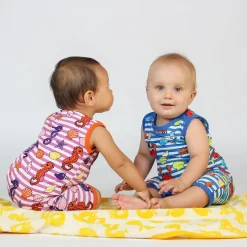 Outlet Mönstrad Romper Med Krabbor Brilliant Blue Barn Bodys & Bodysuits