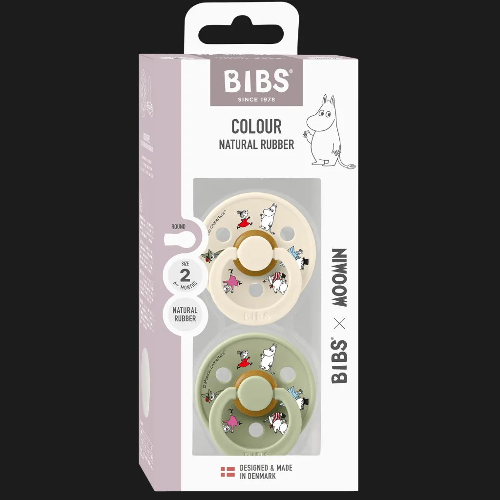 Clearance Moomins Friends 2-pack Runda Latexnappar Ivory Sage Nappar & Napphållare