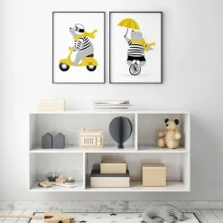 Online Mr Bear On Unicycle Poster Barn Barnrumsaccessoarer