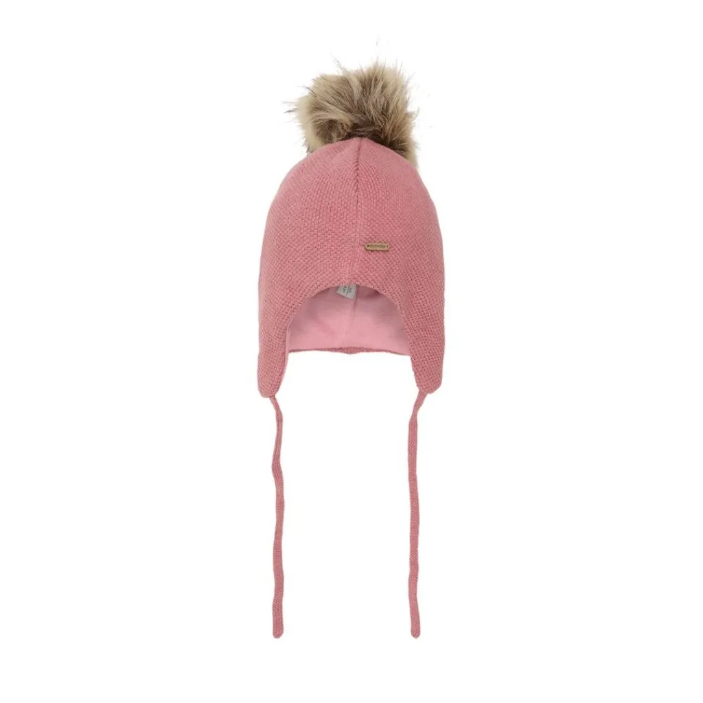 Clearance Mössa i Dusty Rose med avtagbar fuskpäls och knytband Barn Accessoarer