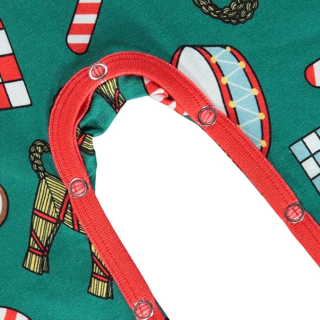 Outlet Onesie i Petroleum Green med juldekorationer Barn Bodys & Bodysuits