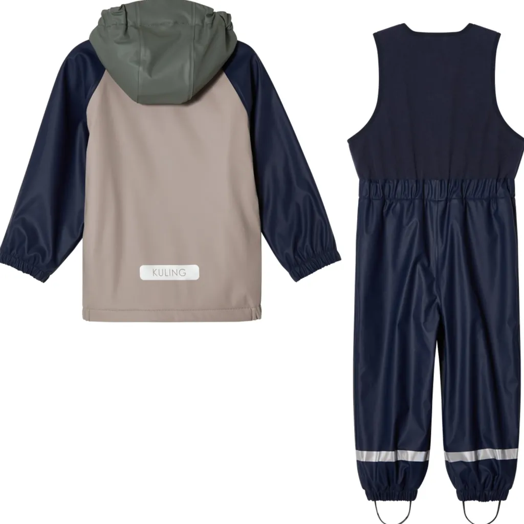 Discount Ottawa Fodrat Regnställ Taupe/navy/light Green Blocking Regnställ