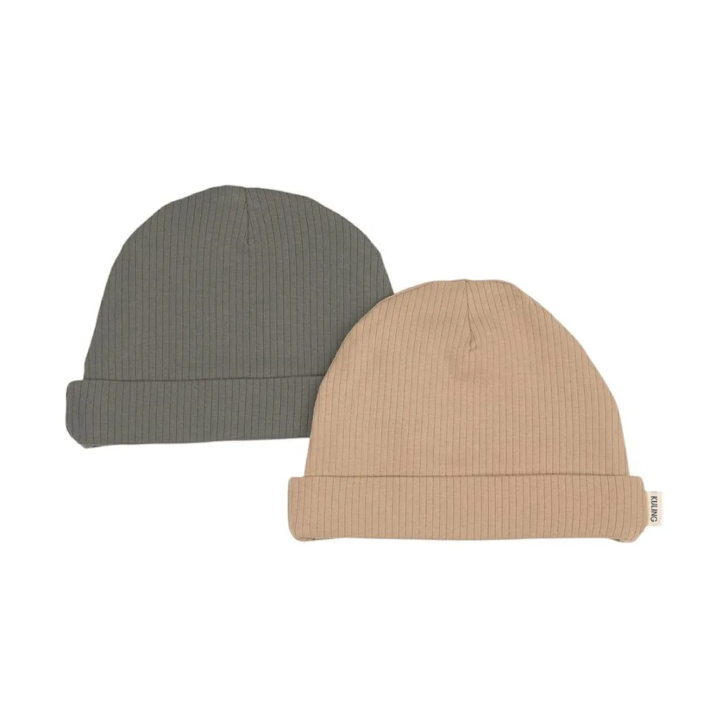 Clearance 2-Pack Detroit GOTS Mössor Sand/Green Barn Accessoarer