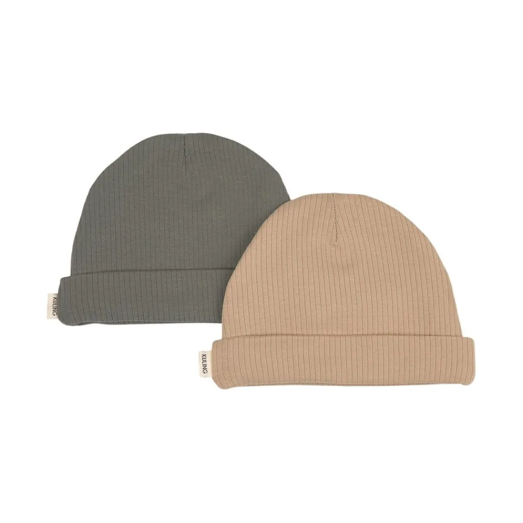 Clearance 2-Pack Detroit GOTS Mössor Sand/Green Barn Accessoarer