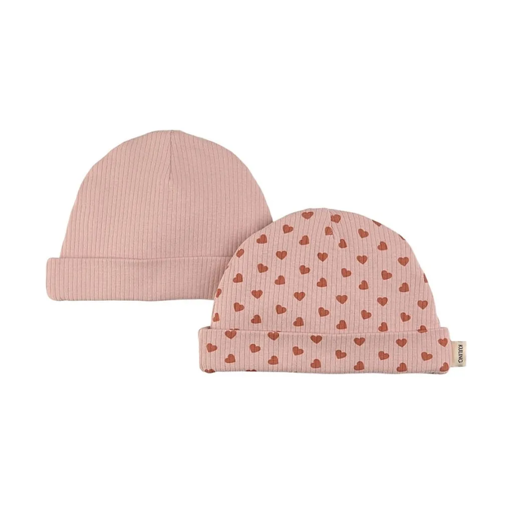 Sale 2-Pack Detroit GOTS Mössor Woody Rose Hearts Barn Accessoarer