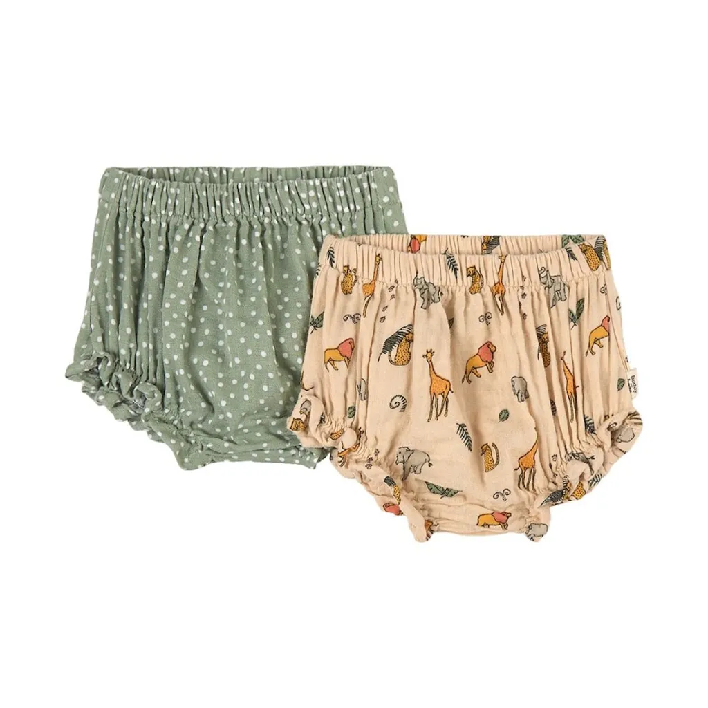 Outlet 2-Pack GOTS Underbyxor Green Dots/Wild Animals Barn Underkläder