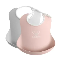 2-Pack Haklappar Powder Pink/Grey Nappflaskor & Hakklappar