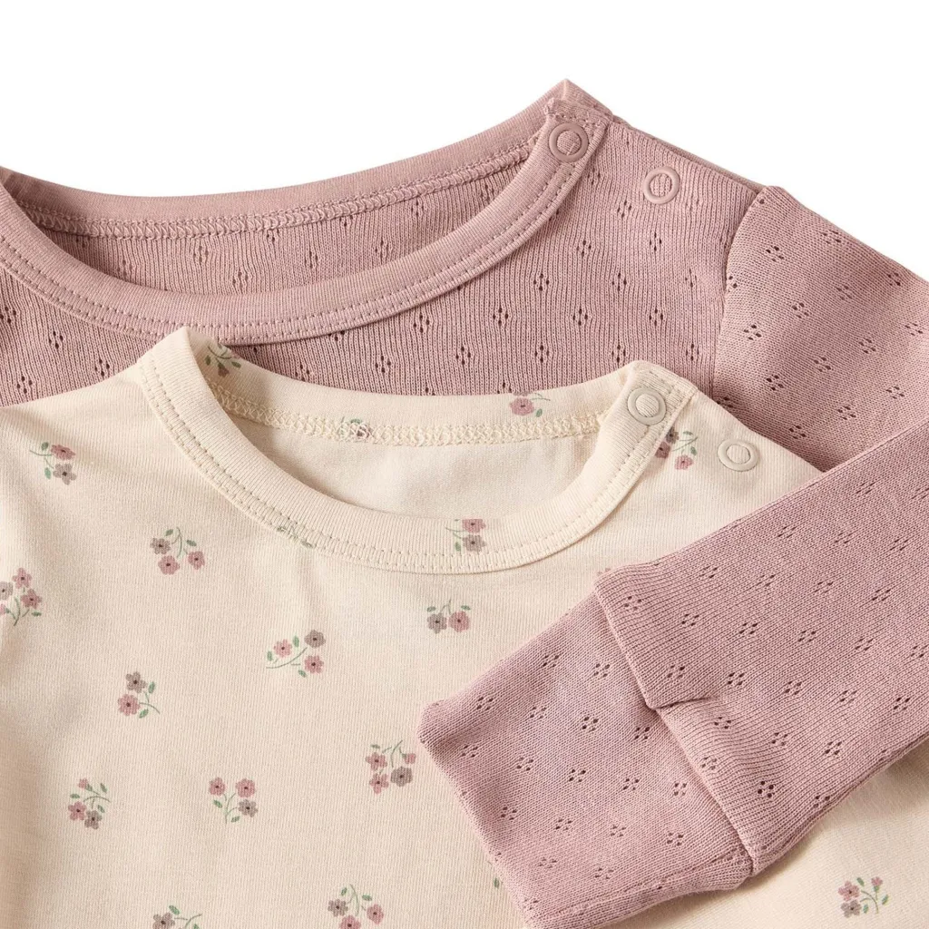 Clearance Petter Baby Body Pink Mauve/Flowers 2-Pack Barn Bodys & Bodysuits