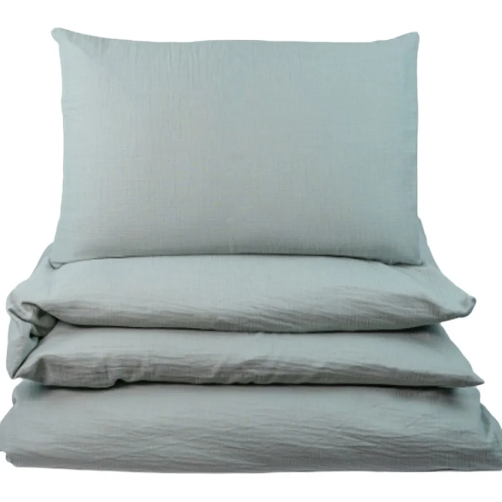 Påslakanset Spjälsäng Muslin Frosty Green Bäddtextilier