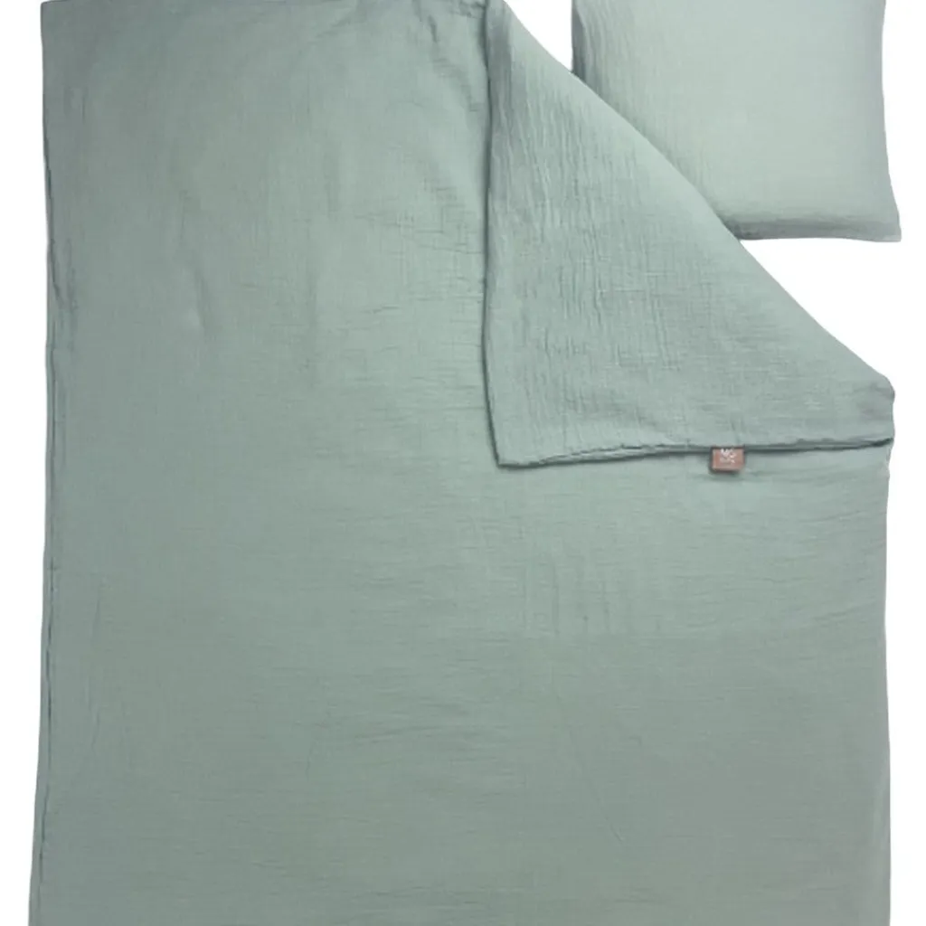 Påslakanset Spjälsäng Muslin Frosty Green Bäddtextilier