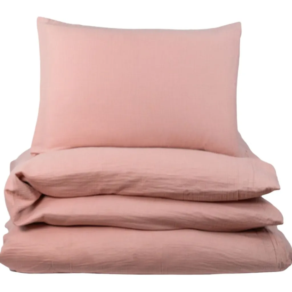 Hot Påslakanset Spjälsäng Muslin Dusty Rose Bäddtextilier