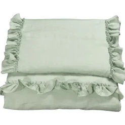 Sale Påslakanset Vagn/Vagga Mood Volang Sage Green Bäddtextilier