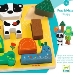 Hot Puzz & Match Happy 2-i-1 Avlastningspussel Och Byggklossar Spel & Pussel