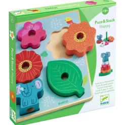 Outlet Puzz & Stack Happy 2-i-1 Avlastningspussel Och Stapelbar Leksak Spel & Pussel