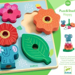 Outlet Puzz & Stack Happy 2-i-1 Avlastningspussel Och Stapelbar Leksak Spel & Pussel