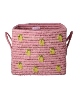 New Raffiakorg Med Handtag Pink Förvaring