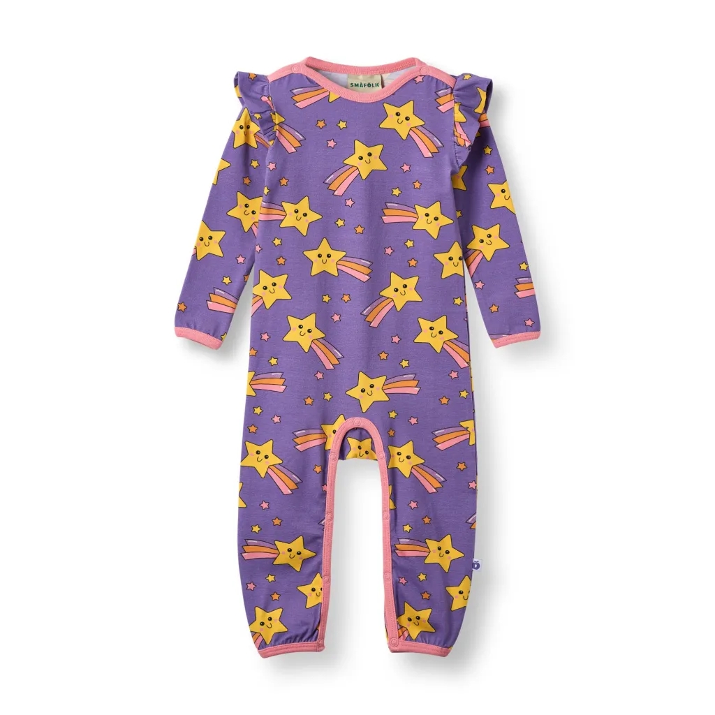 Outlet Reegnt With Shooting Star Långärmad Babydräkt Royal Purple Barn Bodys & Bodysuits
