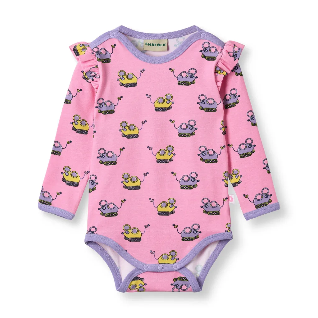 Outlet Regent With Robot Mice Långärmad Baby Body Pink Lilac Barn Bodys & Bodysuits