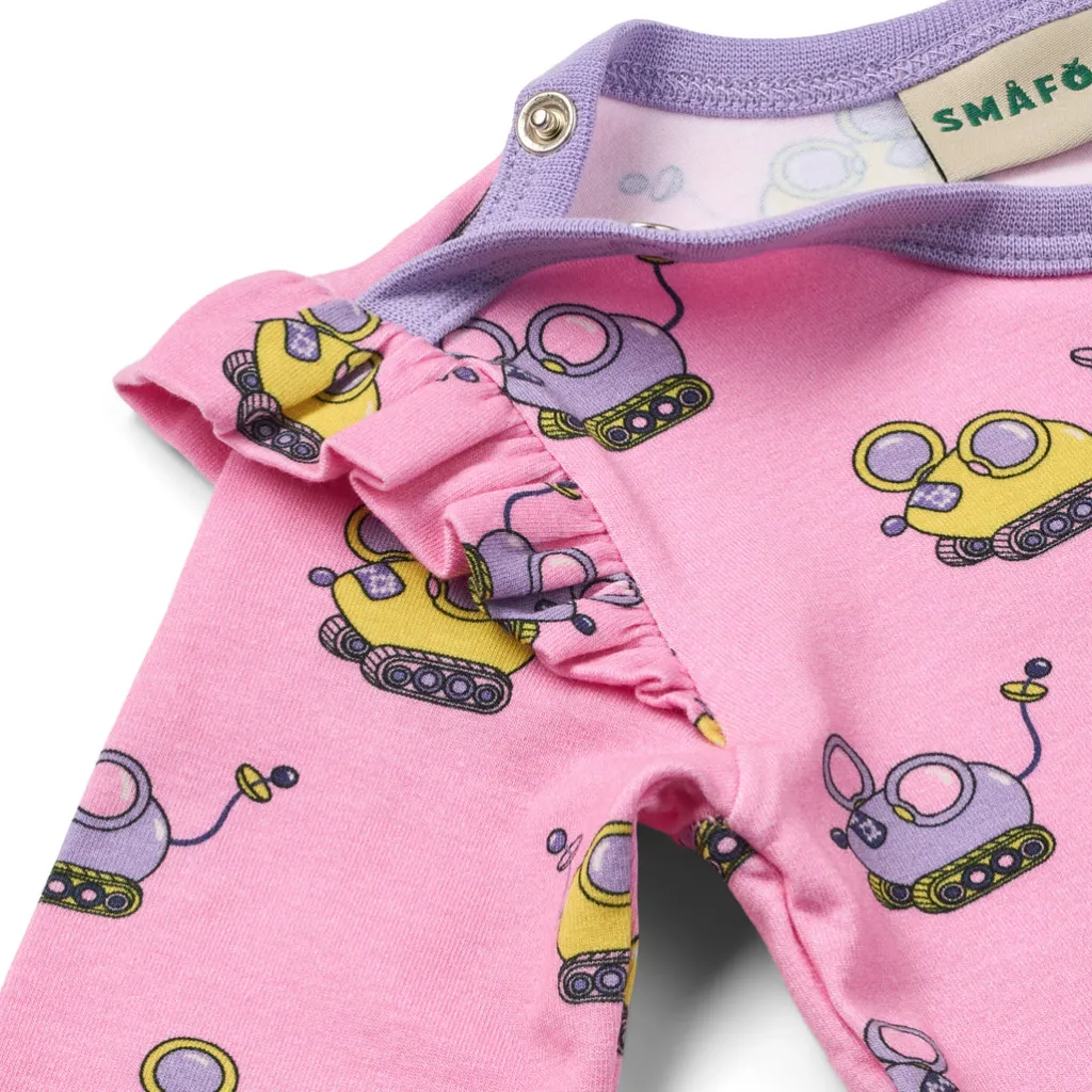 Outlet Regent With Robot Mice Långärmad Baby Body Pink Lilac Barn Bodys & Bodysuits