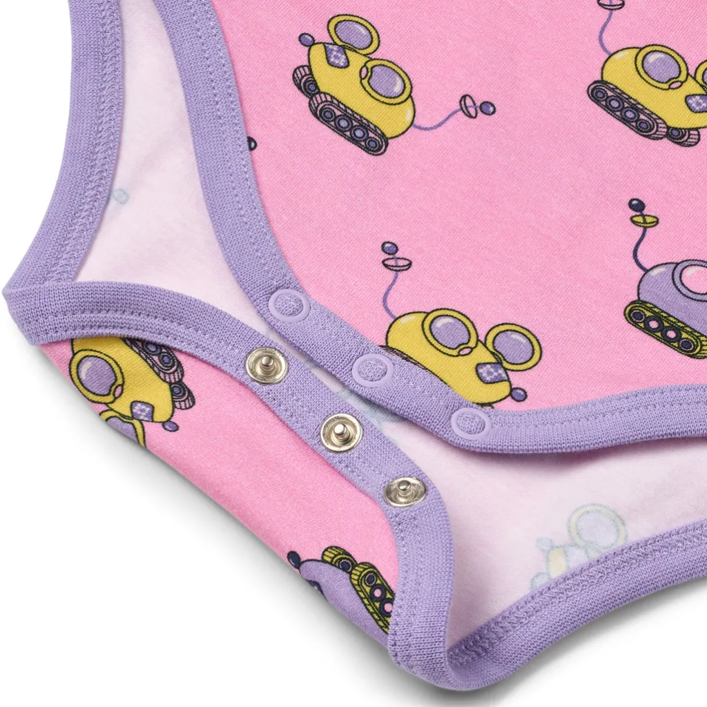 Outlet Regent With Robot Mice Långärmad Baby Body Pink Lilac Barn Bodys & Bodysuits